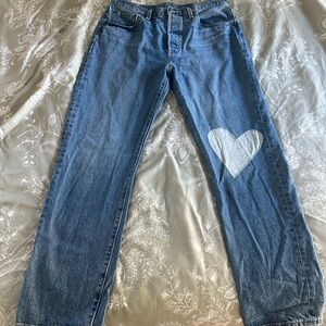 Blue Denim Jeans with Heart Patch